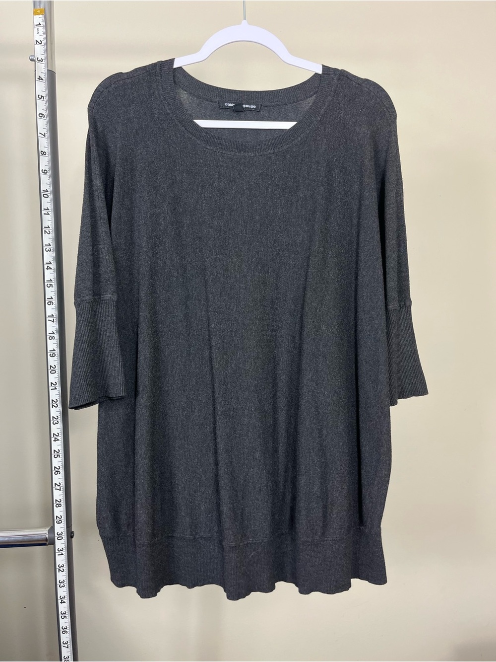 Cable & Gauge Charcoal Short-Sleeve Knit Tunic